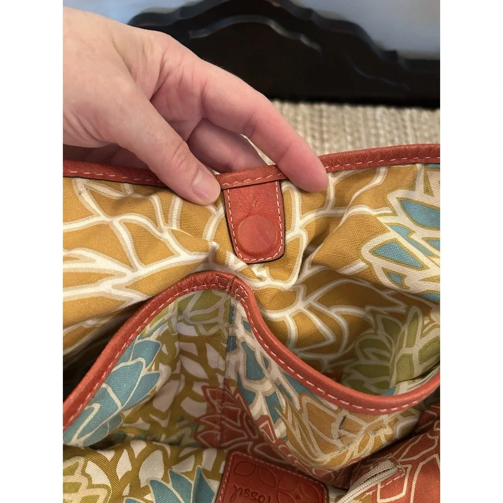Vintage Fossil Burnt Orange Soft Leather Hobo Shoulder Bag Slouchy Purse 90's